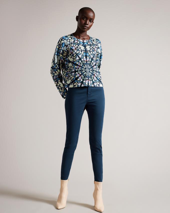 Hauts Ted Baker Kaleidoscope Print Boxy Fit Bleu Femme | GQO-25844330